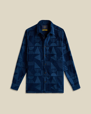 Portuguese Flannel 100% Cotton Geometric Chenille Overshirt Blue 1