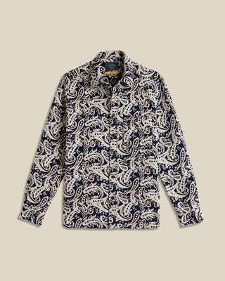 Portuguese Flannel Jacquard Chenille Shirt Jacket Navy  White 1