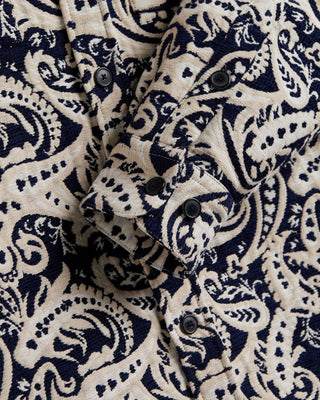 Portuguese Flannel Jacquard Chenille Shirt Jacket Navy  White 2