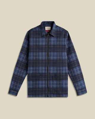 Portuguese Flannel 3D Jacquard Jolla Full Zip Overshirt Blue 1