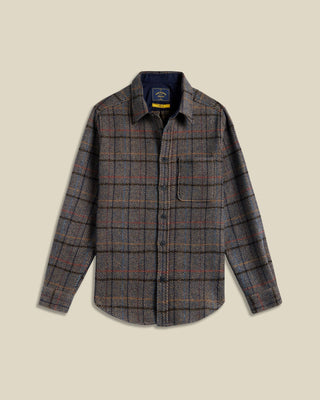 Portuguese Flannel 100% Wool Type Herringbone Plaid Lined Overshirt Grey 1