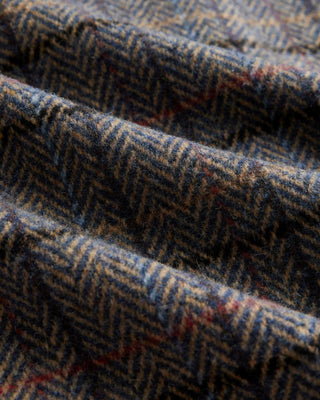 Portuguese Flannel 100% Wool Type Herringbone Plaid Lined Overshirt Grey 2