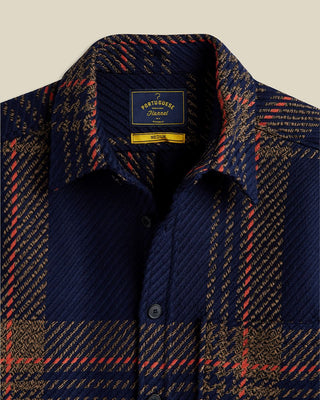 Portuguese Flannel Oversized Plaid Upper Overshirt Navy 2