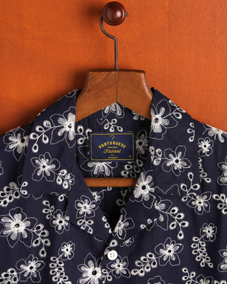 Portuguese Flannel Folclore Floral Camp Collar Shirt Navy SS24 3
