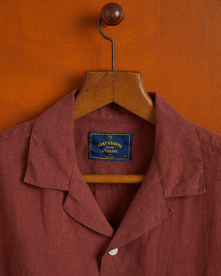 Portuguese Flannel 100% Linen Bordeaux Camp Collar Shirt Bordeaux SS24 2