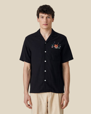 Pique Fox Embroidery Camp Collar Shirt