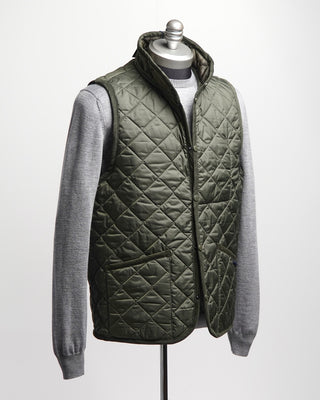 Lavenham Mickfield Diamond Quilted Collared Gilet Olive  1
