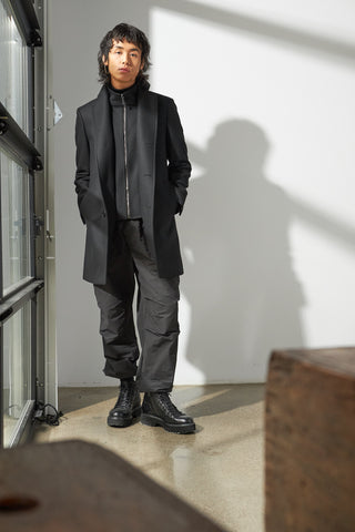HiSo Black Wool  Cashmere Hybrid Topcoat Black 11