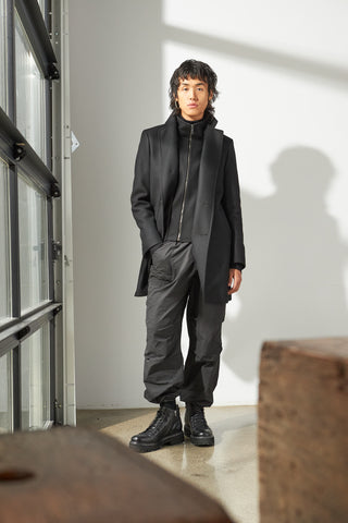 HiSo Black Wool  Cashmere Hybrid Topcoat Black 12
