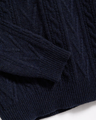 Fedeli Plush Wool Cableknit Turtleneck Indigo 11 5405