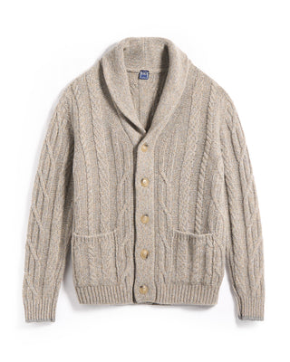 Fedeli Baby Alpaca Cable Knit Grandpas Cardigan Grey  Tan 4 5430