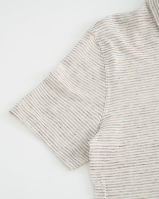 Fedeli Cotton Linen Horizontal Stripe Polo Brown  8
