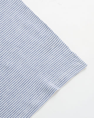 Fedeli Cotton Linen Horizontal Stripe Polo Blue  1