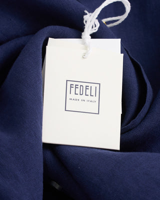 Fedeli Solid Linen Shirt Navy 1 5