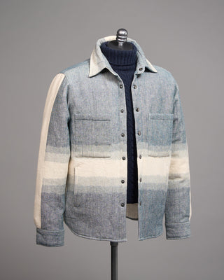 Kardo Woody Handloom Cotton Jacket In Off White  Grey Denim 2 5102