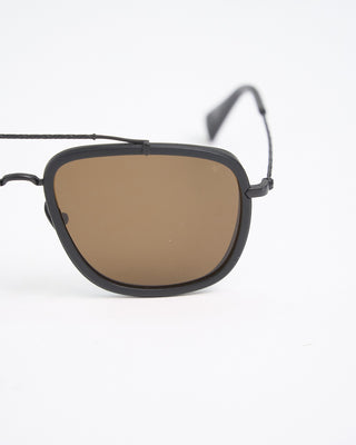 John Varvatos Eyewear Matte Black Square Aviator SJV550 Sunglasses Black 
