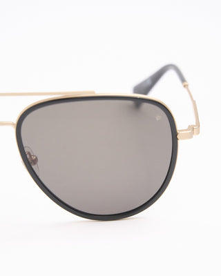John Varvatos Eyewear Black  Gold Double Frame Round Aviator SJV566 Sunglasses Black 