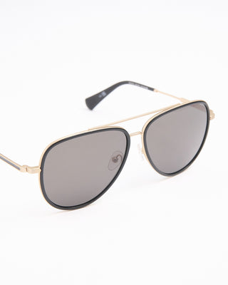 John Varvatos Eyewear Black  Gold Double Frame Round Aviator SJV566 Sunglasses Black  2