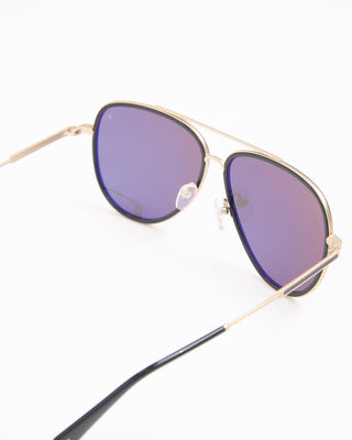 John Varvatos Eyewear Black  Gold Double Frame Round Aviator SJV566 Sunglasses Black  5