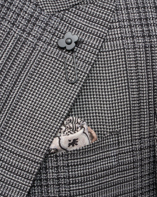 Lardini Peak Lapel Shifted Check Iconic Fit Light Evening Jacket Black  White 2 5050