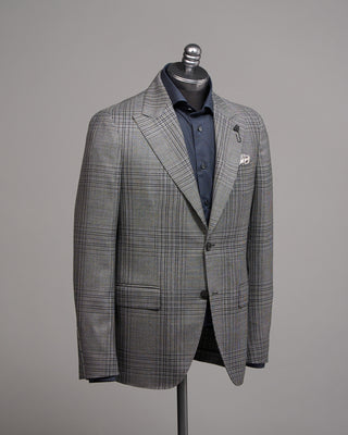 Lardini Peak Lapel Shifted Check Iconic Fit Light Evening Jacket Black  White 5048