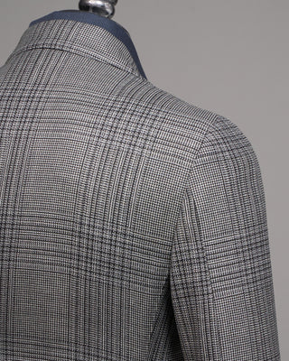 Lardini Peak Lapel Shifted Check Iconic Fit Light Evening Jacket Black  White 6 5052