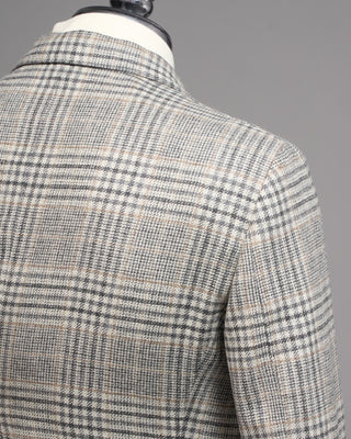 Lardini Wool  Cashmere Roma Fit Light Prince Of Wales Check Soft Jacket Grey  Tan 5 5015