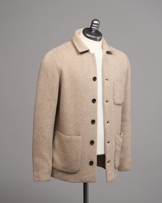 Lardini 100% Cashmere Plush Sweater Jacket Beige 3 5062