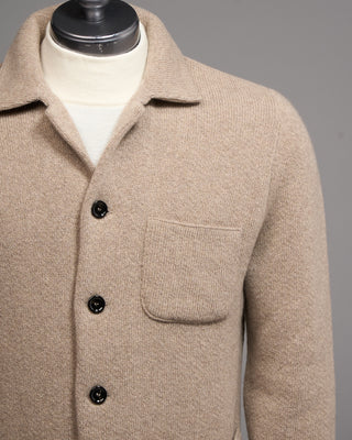 Lardini 100% Cashmere Plush Sweater Jacket Beige 5068