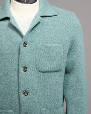 Lardini 100% Cashmere Plush Sweater Jacket Teal 5082