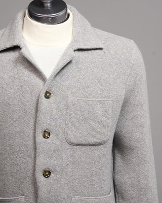 Lardini 100% Cashmere Plush Sweater Jacket Heather Grey 6 5074