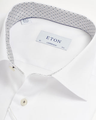 Eton Signature Twill Contemporary Shirt W Geometric Trim White 0 1