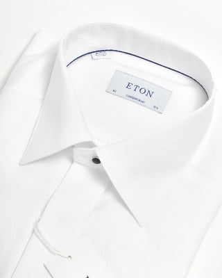 Eton Pin Dot Fine Piqué Contemporary Evening Shirt White 0 3