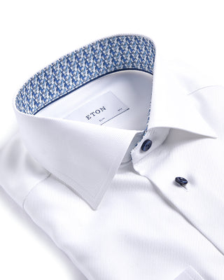 Eton Geometric Textured Twill Slim Shirt White 4141