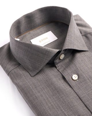 Eton Solid Merino Wide Spread Contempoary Shirt Grey 3 4020