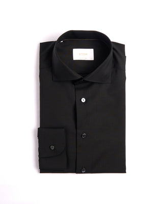 Eton Solid Merino Wide Spread Contempoary Shirt Black 2 3875