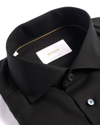 Eton Solid Merino Wide Spread Contempoary Shirt Black 3980