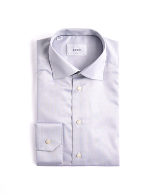 Eton End On End Signature Twill Slim Shirt Silver 3958