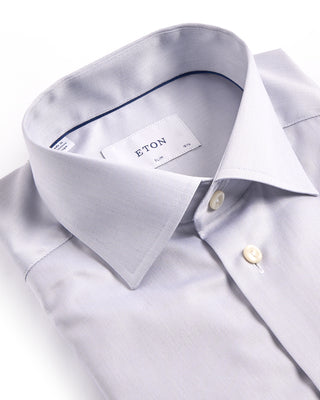 Eton End On End Signature Twill Slim Shirt Silver 4 4034