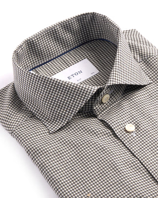 Eton Slim Micro Check Signature Flannel Shirt Charcoal 2 4038