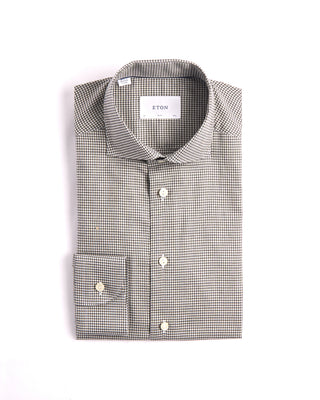 Eton Slim Micro Check Signature Flannel Shirt Charcoal 3952