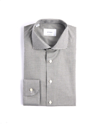 Eton Mini Check Contemporary Flannel Shirt Charcoal 4 4255
