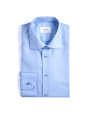 Eton Contemporary Semi Solid Twill Shirt Light Blue 2 4264