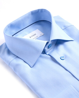 Eton Contemporary Semi Solid Twill Shirt Light Blue 4113