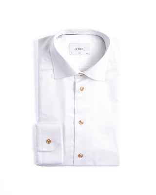 Eton Semi Solid Twill Slim Shirt White 1 3969