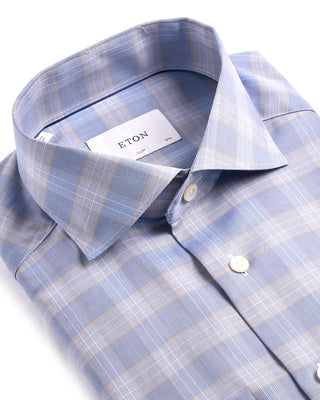 Eton Check Twill Slim Shirt Blue 2 3988