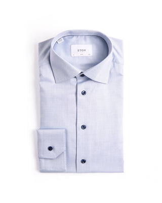Eton Semi Solid Cotton Tencel Slim Shirt Light Blue 2 3897