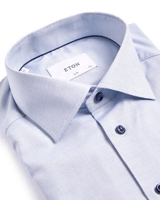 Eton Semi Solid Cotton Tencel Slim Shirt Light Blue 5 3996