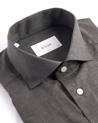 Eton Solid Wide Spread Flannel Slim Shirt Grey 2 4006