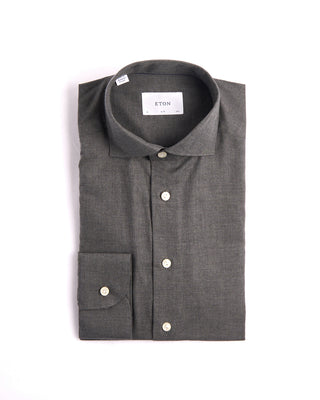 Eton Solid Wide Spread Flannel Slim Shirt Grey 3914